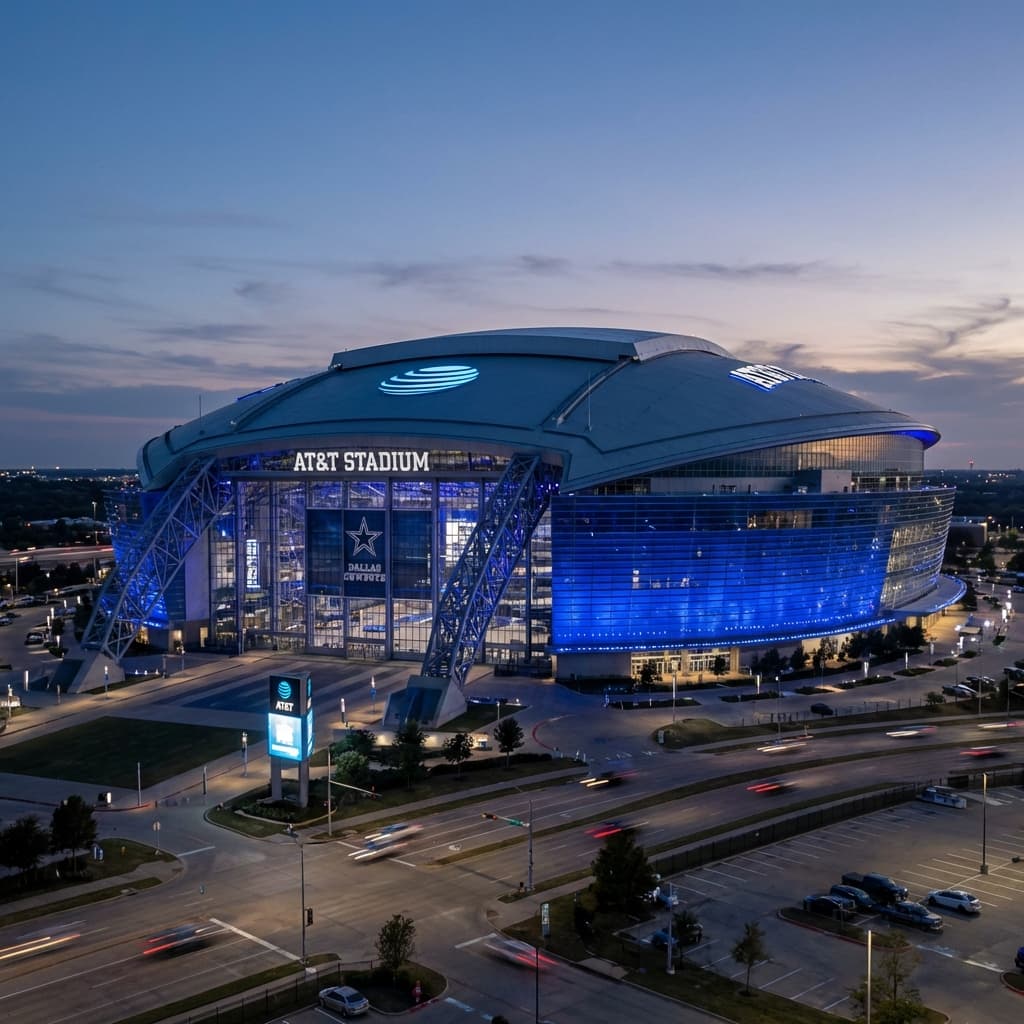 AT&T Stadium interior with giant screen