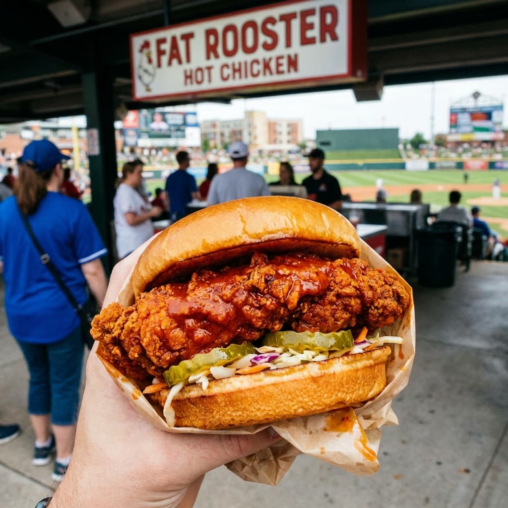 Spicy chicken sandwich from Fat Rooster at MetLife Stadium